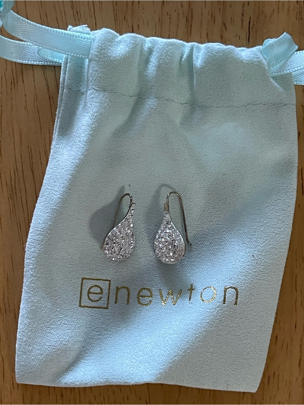 Newton Sparkling Teardrop Crystal Earrings - Silver